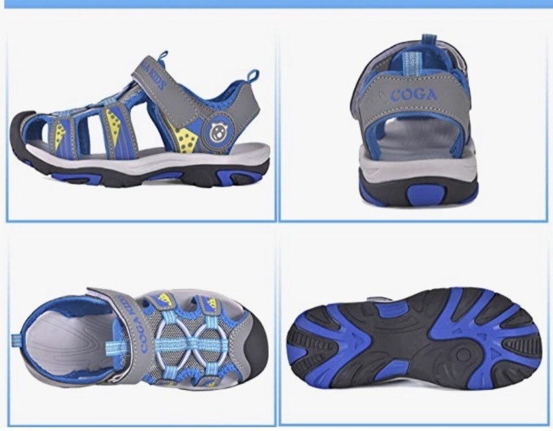 Coga Blue & Grey Kids Closed Toe Sandals Little Boy Size 1.5