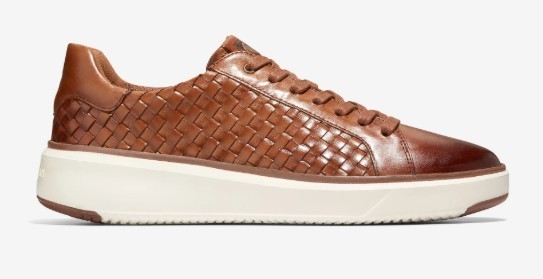 Cole Haan C37129 Size 9.5 Men's Topspin Woven LeatherLux Sneaker Brittish Tan