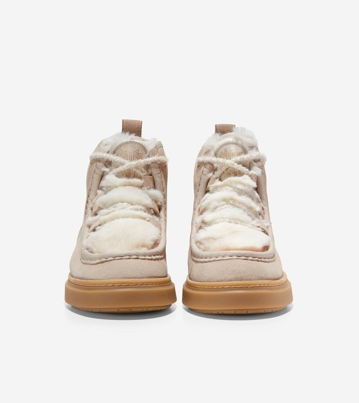 Cole Haan Women's All-Day Summit Chukka Beige Bootie W28156 Suede-Shearling
