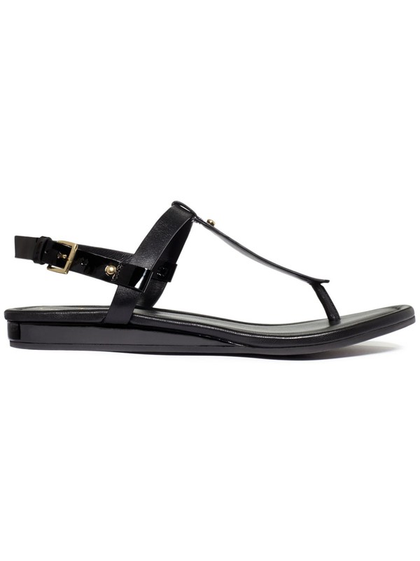 COLE HAAN Womens Black Studded Boardwalk Round Toe Wedge Thong Sandals 8 B