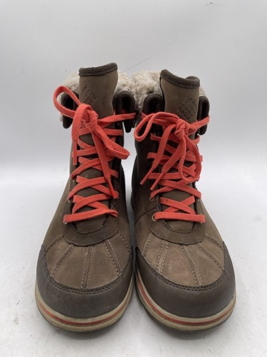 Columbia Snow Ankle Boot Girl's Sz 5 Brown Suede LaceUp Waterproof BY2731-255