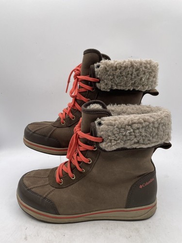 Columbia Snow Ankle Boot Girl's Sz 5 Brown Suede LaceUp Waterproof BY2731-255