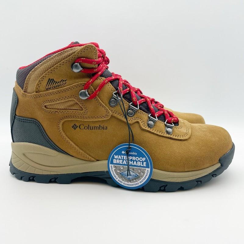 Columbia Womens Newton Ridge Plus Amped Hiking Boots Size 9.5 Tan Red WP NIB