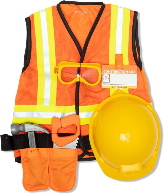 Construction Worker Role Play Costume Dress-Up Set (6 Pcs)