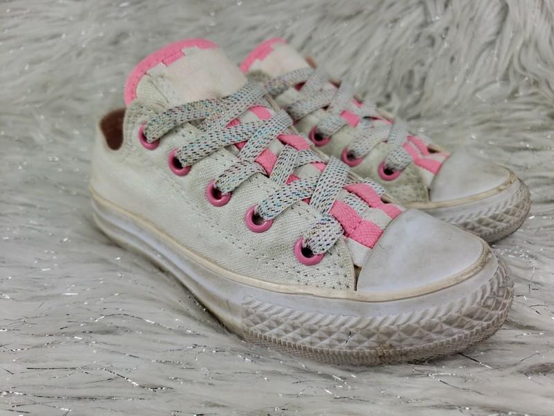 CONVERSE ALL STAR 656036F Junior Girls White Pink Sparkly Size US 11 / EUR 28