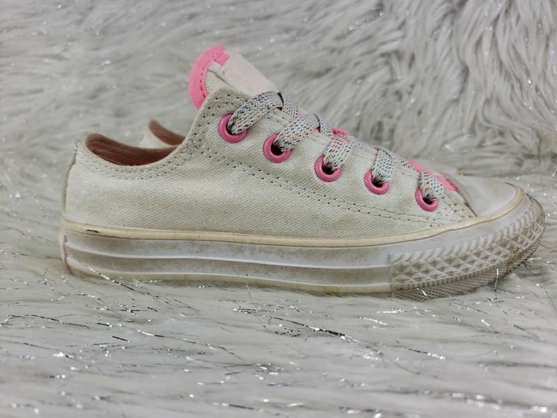 CONVERSE ALL STAR 656036F Junior Girls White Pink Sparkly Size US 11 / EUR 28