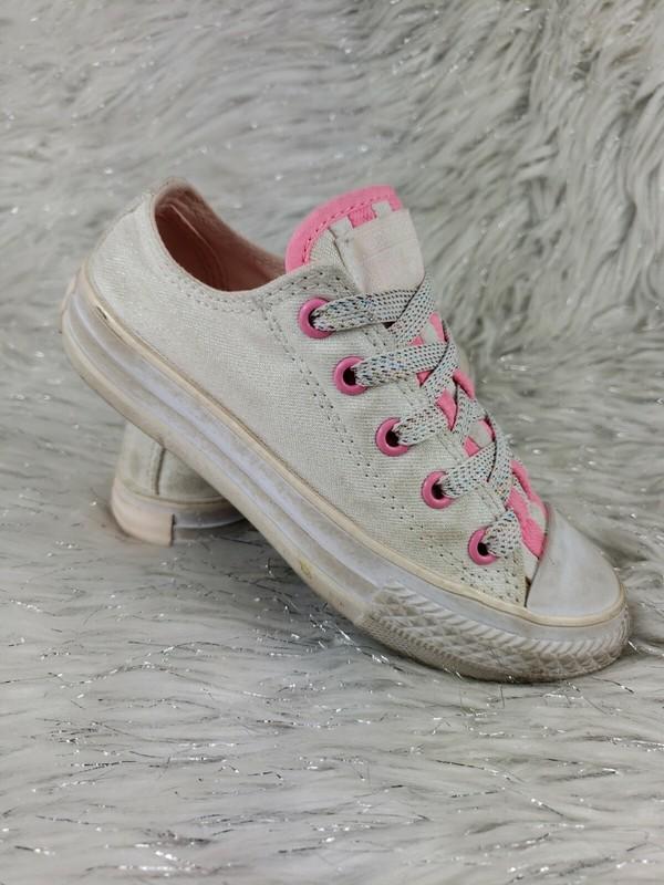 CONVERSE ALL STAR 656036F Junior Girls White Pink Sparkly Size US 11 / EUR 28