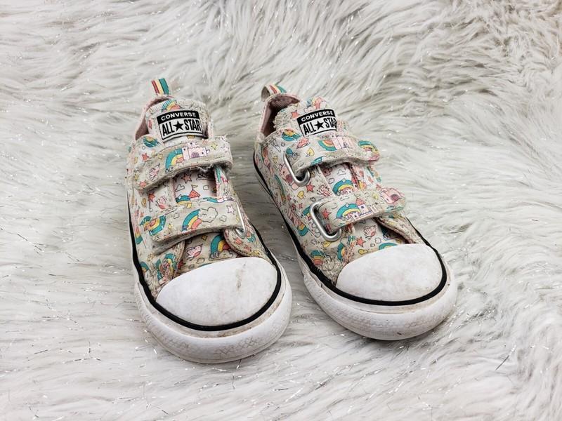 CONVERSE ALL STAR 772945F Gray Rainbows Pink Castle Princess Sneakers Size 10