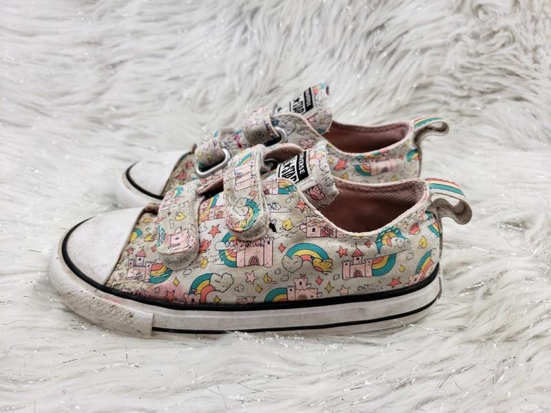 CONVERSE ALL STAR 772945F Gray Rainbows Pink Castle Princess Sneakers Size 10