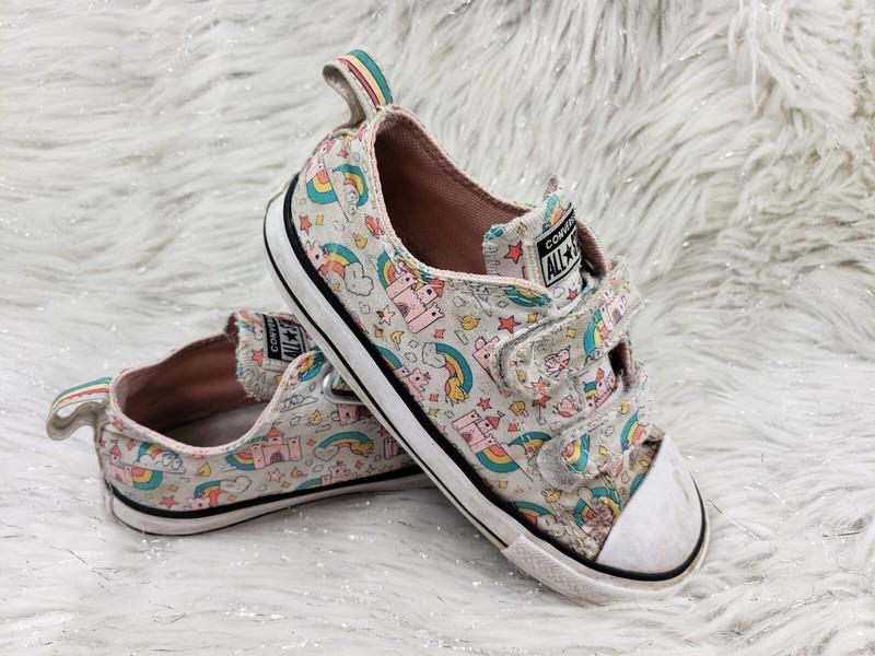 CONVERSE ALL STAR 772945F Gray Rainbows Pink Castle Princess Sneakers Size 10