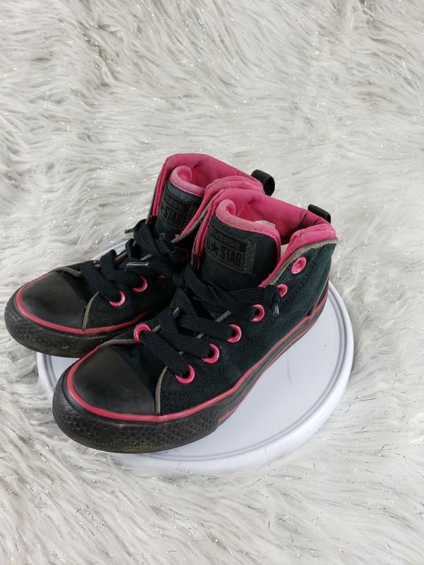 CONVERSE ALL STAR Chuck Taylor Black Pink Lace Up Juniors Size 13 Sneakers