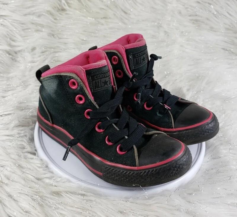 CONVERSE ALL STAR Chuck Taylor Black Pink Lace Up Juniors Size 13 Sneakers