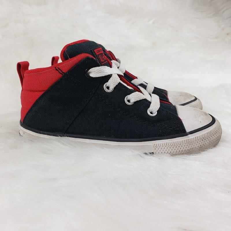 CONVERSE ALL STAR Chuck Taylor Black Red Sneakers Toddler Little Kids Size 10