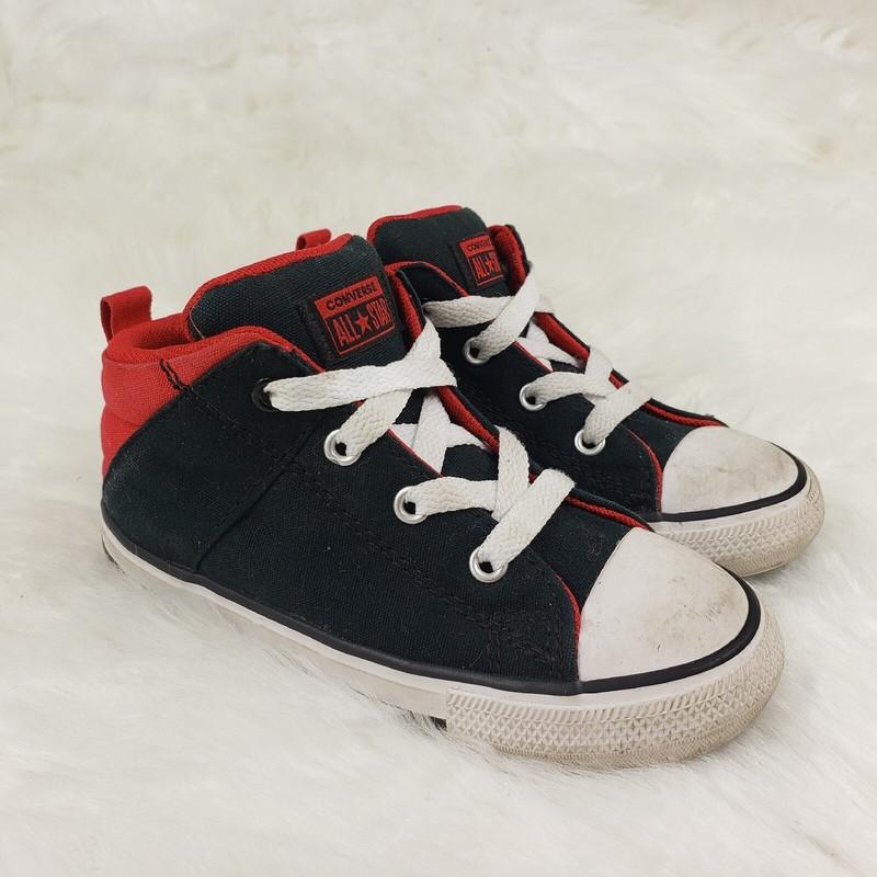CONVERSE ALL STAR Chuck Taylor Black Red Sneakers Toddler Little Kids Size 10