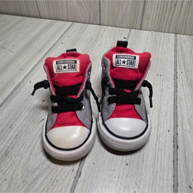 Converse All Star Chuck Taylors Gray Red Infant Shoes Size 5