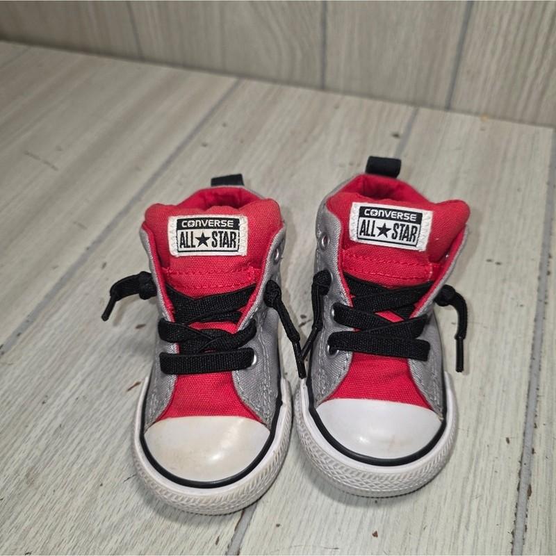 Converse All Star Chuck Taylors Gray Red Infant Shoes Size 5