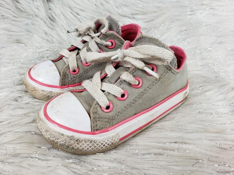 CONVERSE ALL STAR Gray Pink Sneakers Toddler Infamt Size 6