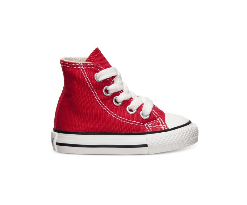 Converse All Star Hi Top Shoes Red Canvas Babies Toddlers Boys Girls Sneakers