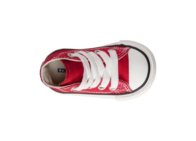 Converse All Star Hi Top Shoes Red Canvas Babies Toddlers Boys Girls Sneakers