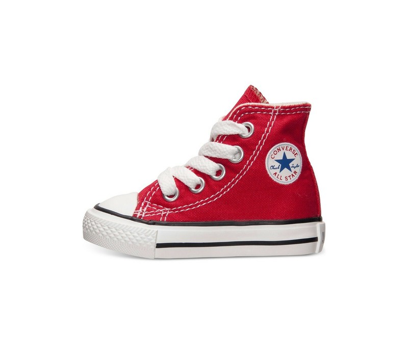 Converse All Star Hi Top Shoes Red Canvas Babies Toddlers Boys Girls Sneakers