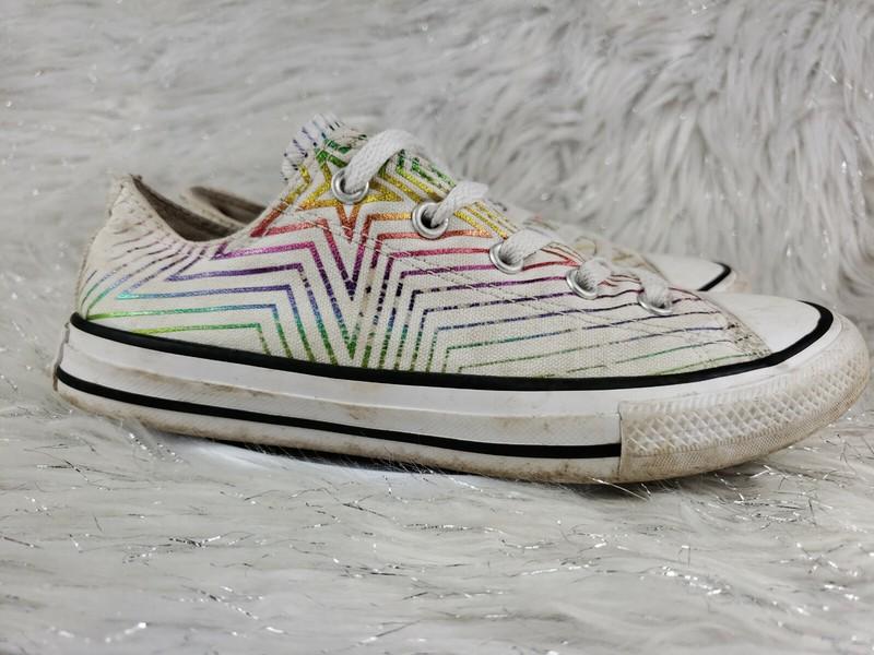 CONVERSE ALL-STAR Juniors Girls Stripes Stars Colorful Skate Sneakers Shoes Sz 2