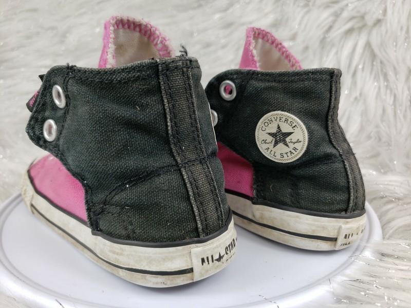 CONVERSE ALL-STAR Kids Size 8 Black Pink Hi Top Lace Up Shoes