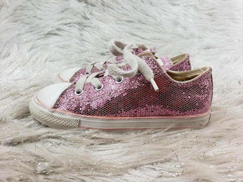 CONVERSE ALL STAR Pink Sparkly Girls Infant Size 10 Style 708081F