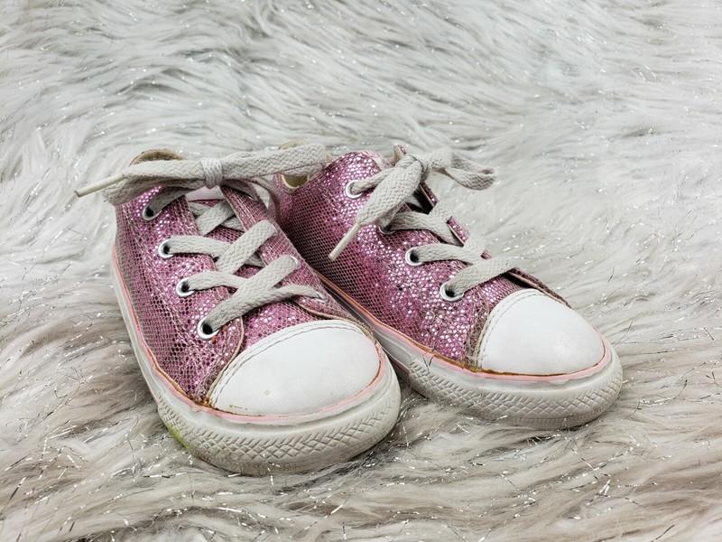 CONVERSE ALL STAR Pink Sparkly Girls Infant Size 10 Style 708081F