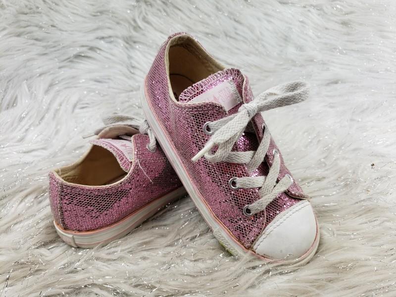 CONVERSE ALL STAR Pink Sparkly Girls Infant Size 10 Style 708081F