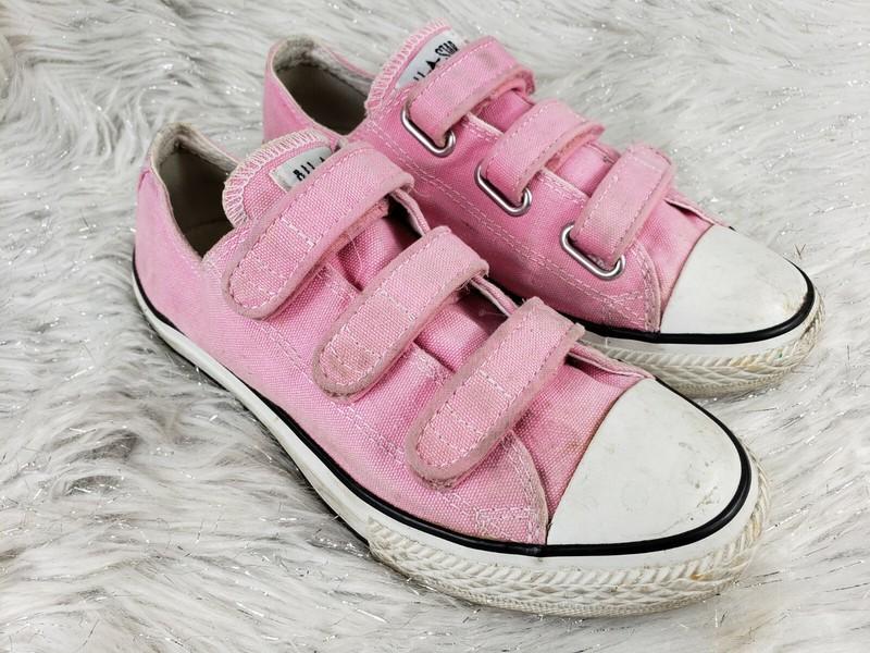 CONVERSE All Star Youth Size 3 Pink Hook & Loop Slip On Sneakers