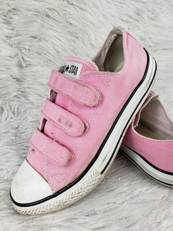 CONVERSE All Star Youth Size 3 Pink Hook & Loop Slip On Sneakers