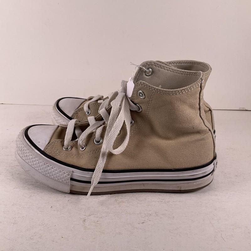 Converse Chuck Taylor High Top Tan Canvas Chunky Sneakers Kid Girls Size 3.5