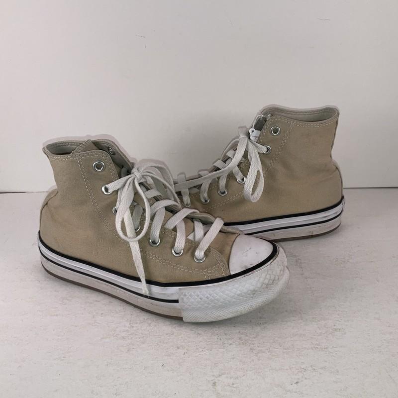 Converse Chuck Taylor High Top Tan Canvas Chunky Sneakers Kid Girls Size 3.5