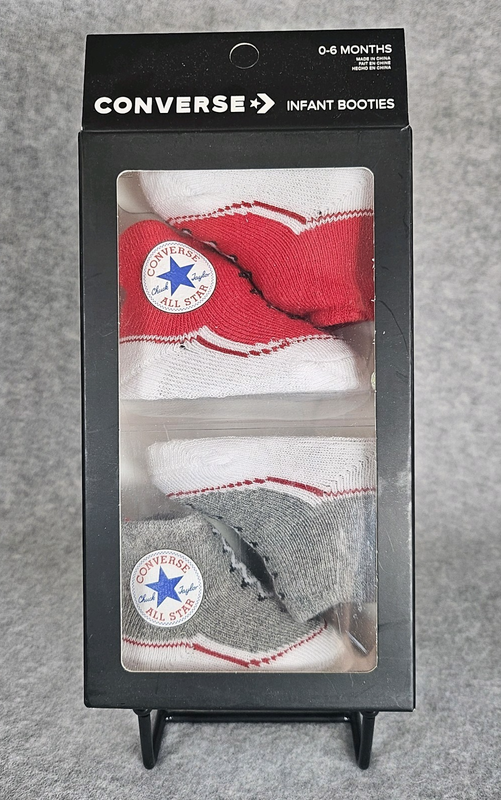 Converse Infant Baby Booties 2 Pack Red Grey Size 0-6 Months New In Box