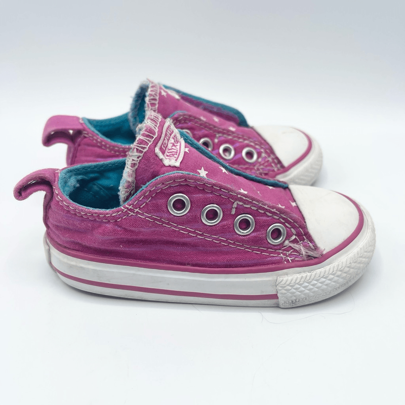 Converse Magenta Metallic Stars - Slip On Aplix Sneakers - Toddler US Size 5