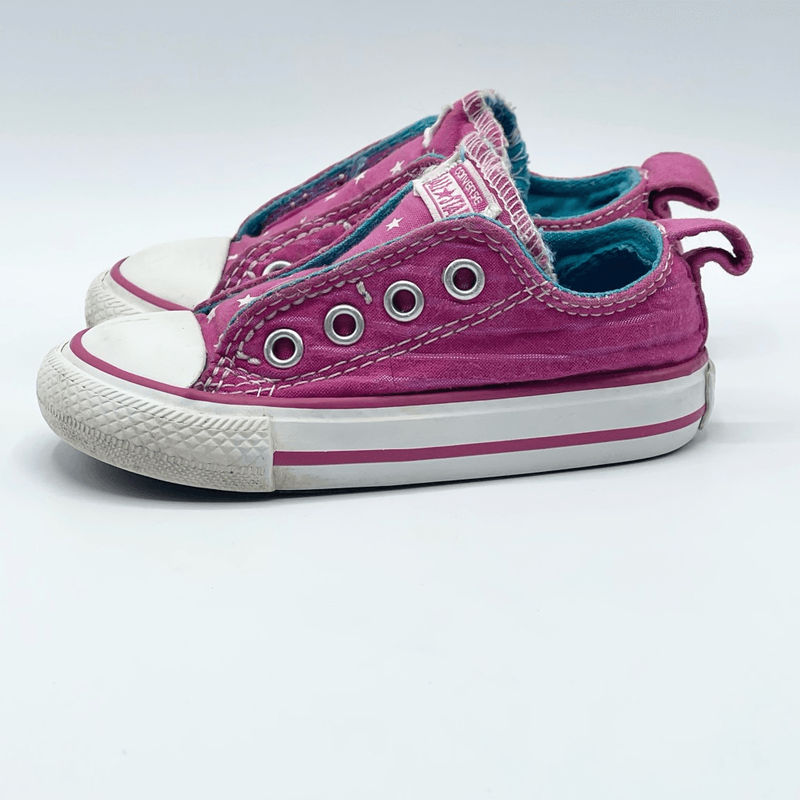 Converse Magenta Metallic Stars - Slip On Aplix Sneakers - Toddler US Size 5