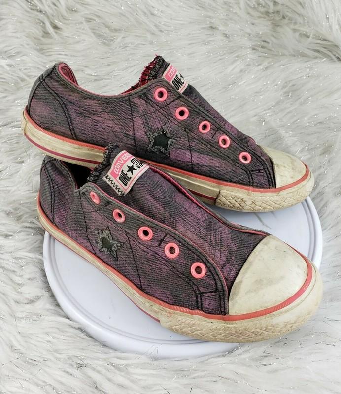 CONVERSE ONE STAR Laceless Girls Purple Pink Juniors Sneakers Size US 4 EUR 36