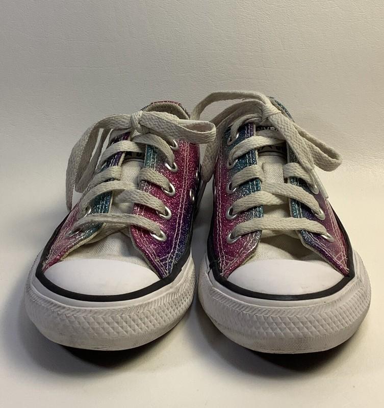 CONVERSE Youth 11 Glitter Rainbow Ombré Chuck Taylor All Star Tennis Shoes