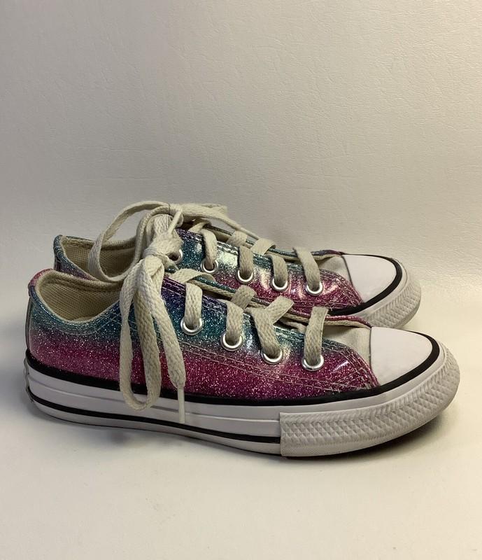 CONVERSE Youth 11 Glitter Rainbow Ombré Chuck Taylor All Star Tennis Shoes