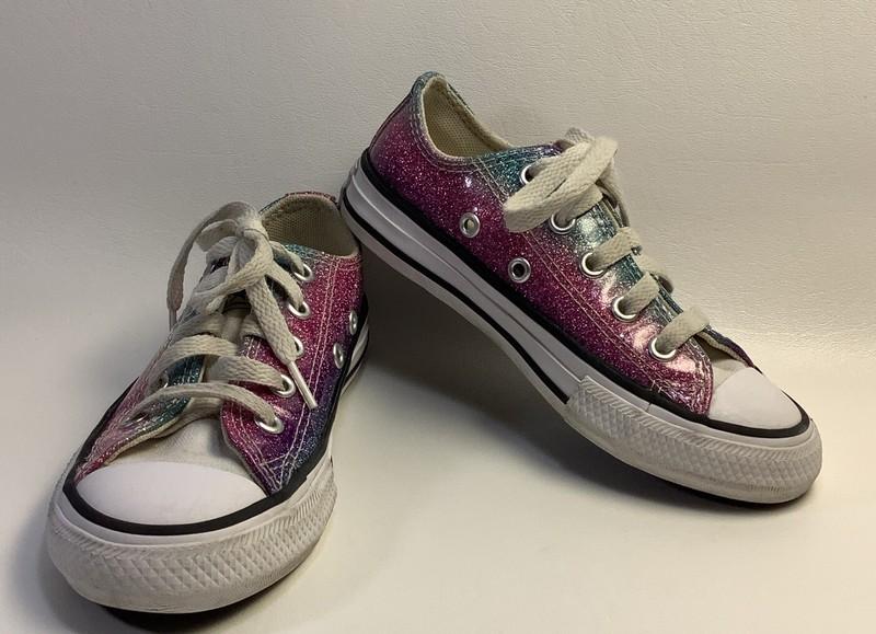 CONVERSE Youth 11 Glitter Rainbow Ombré Chuck Taylor All Star Tennis Shoes