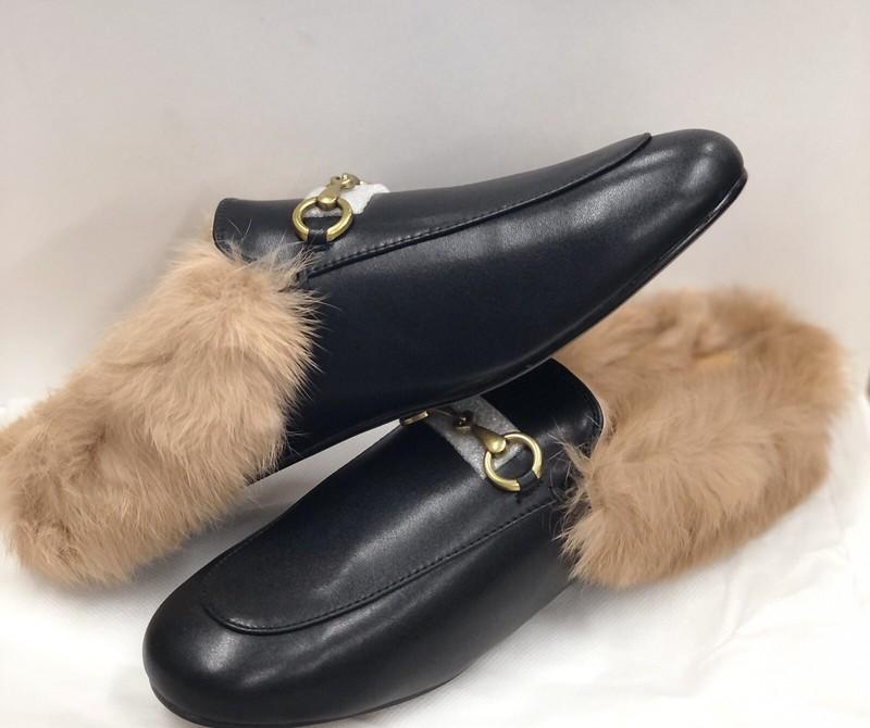 Coonek Women’s Mule Black Faux Leather Fur Lined Flat Shoes Sz 8.5 Free Shipping
