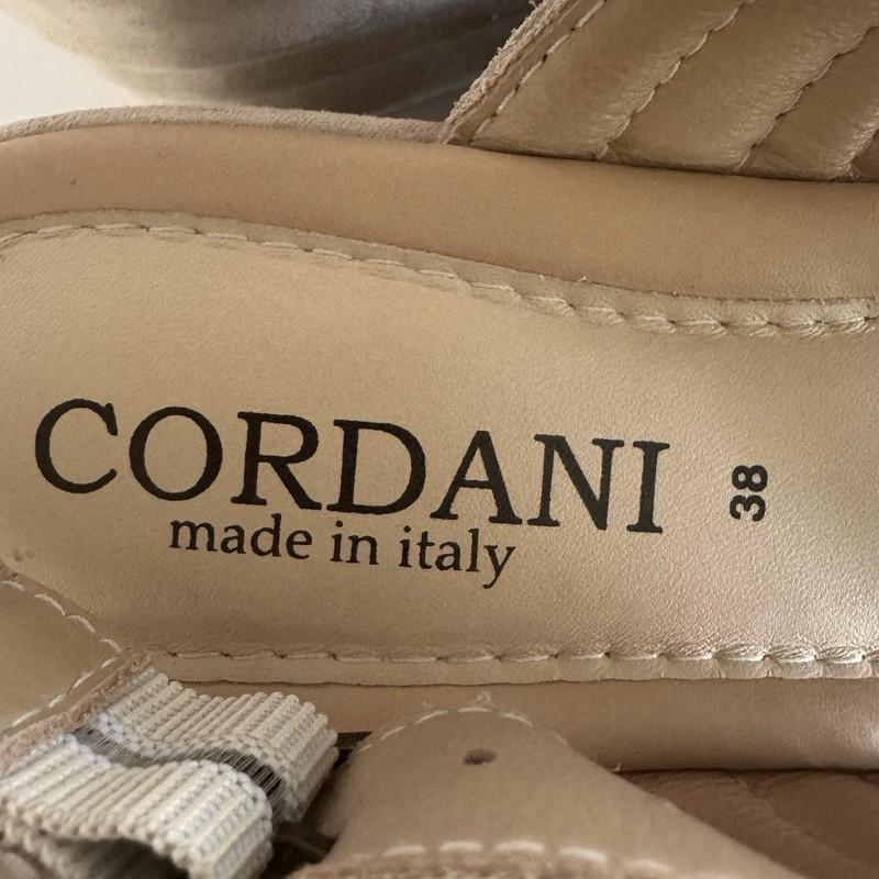 Cordani Yvonne Platform Wedge Sandals Beige Tan Suede Womens 38 Made In Italy