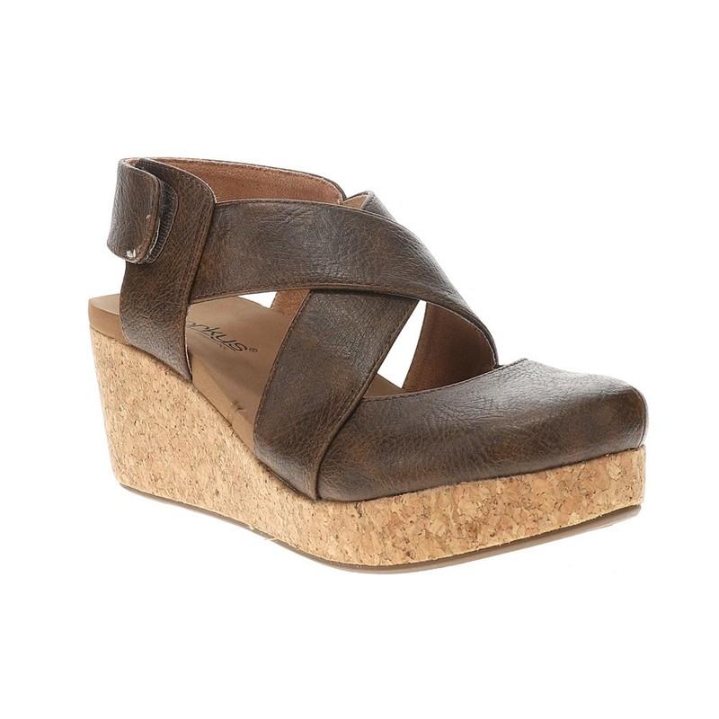 Corkys Case Closed Wedge Womens Brown Casual Sandals 10-0150-CHOC