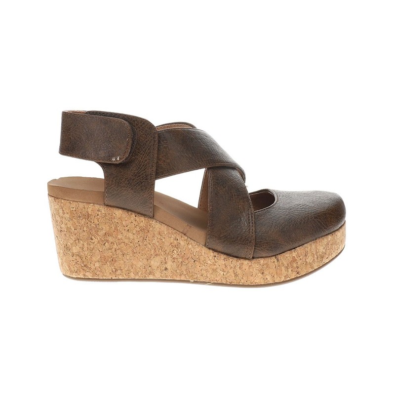Corkys Case Closed Wedge Womens Brown Casual Sandals 10-0150-CHOC