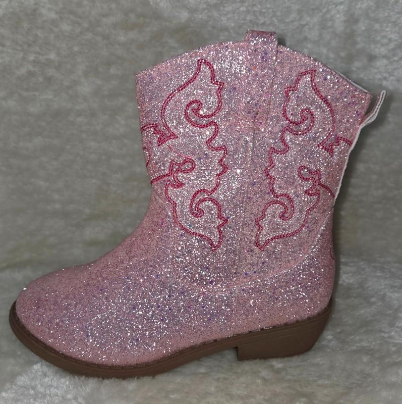 Cowboy Boots Blush Pink Sparkle Glitter Youth Size US 3 = Women US 5 By Pawz NEW