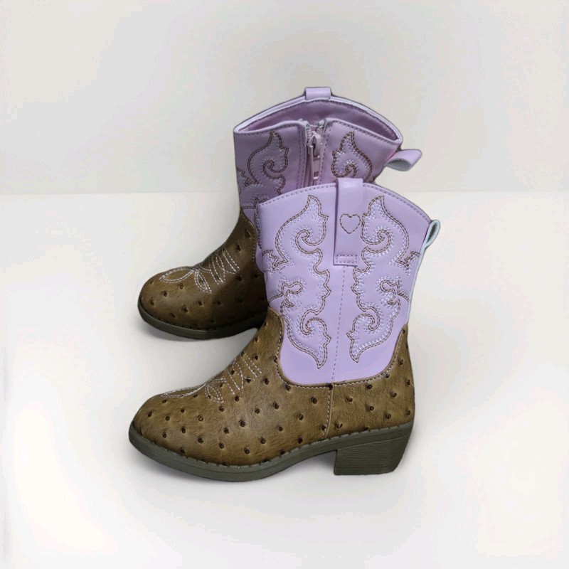 Cowboy Boots For Toddler Girls Size 11 Or 12 Ostrich Detailing With Zipper PAWZ