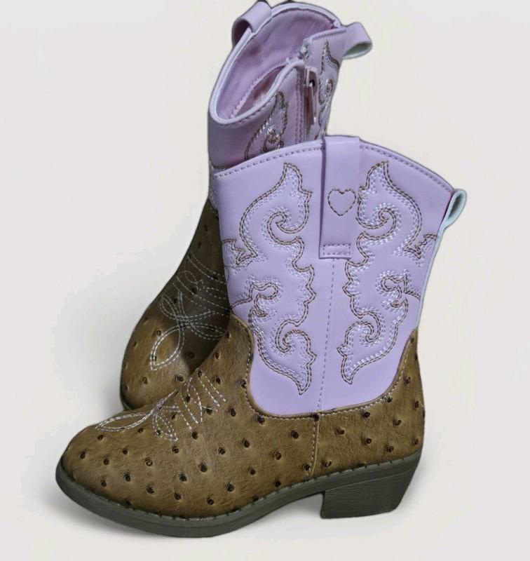 Cowboy Boots For Toddler Girls Size 11 Or 12 Ostrich Detailing With Zipper PAWZ