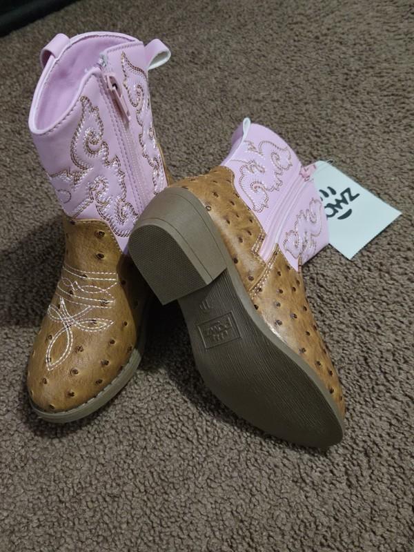 Cowboy Boots For Toddler Girls Size 11 Or 12 Ostrich Detailing With Zipper PAWZ