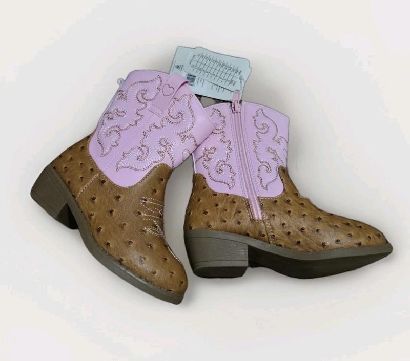 Cowboy Boots For Toddler Girls Size 11 or 12 Ostrich Detailing with Zipper PAWZ