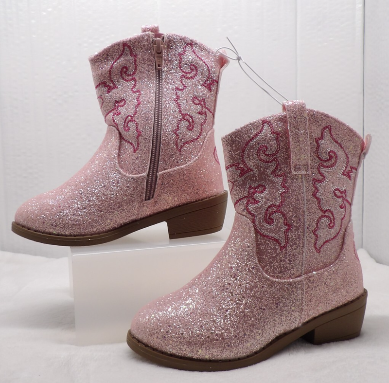 Cowboy Boots Little Kids Size US 1 Blush Pink Sparkle Glitter By Pawz